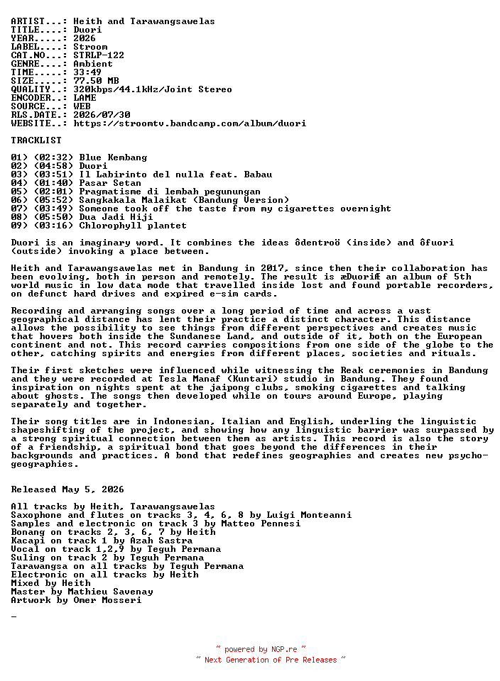 NFO for the release Heith_and_Tarawangsawelas-Duori-(STRLP-122)-WEB-2026-USR by USR