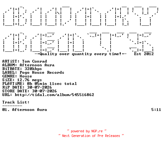NFO for the release Tom_Conrad-Afternoon_Aura-(PHR571)-SINGLE-WEB-2026-BB by BB