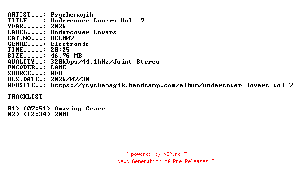 NFO for the release Psychemagik-Undercover_Lovers_Vol._7-(UCL007)-WEB-2026-USR by USR