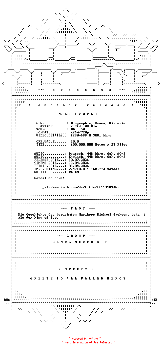 NFO for the release Michael.2026.German.DL.720p.BluRay.x264-TM by TM