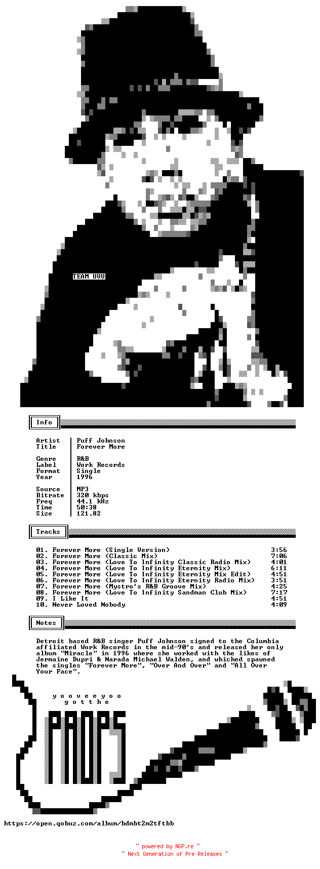 NFO for the release Puff_Johnson-Forever_More-Single-WEB-1996-UVU by UVU