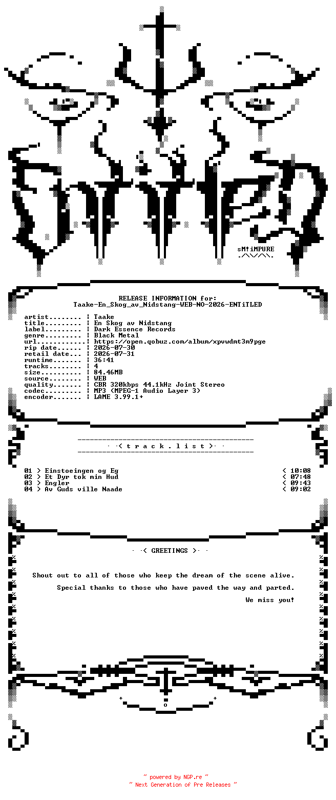 NFO for the release Taake-En_Skog_av_Nidstang-WEB-NO-2026-ENTiTLED by ENTiTLED