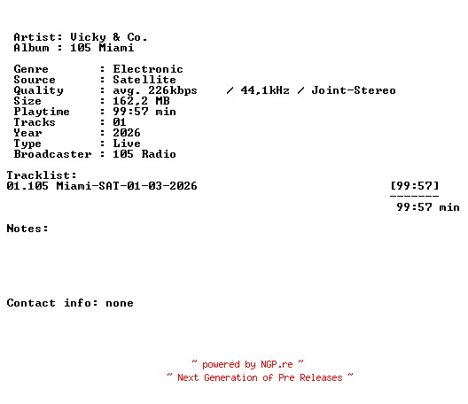 NFO for the release Vicky_and_Co.-105_Miami-SAT-01-03-2026-LFA by LFA