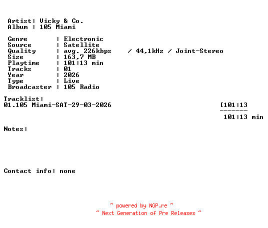 NFO for the release Vicky_and_Co.-105_Miami-SAT-29-03-2026-LFA by LFA