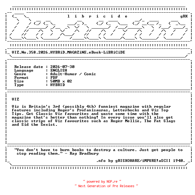 NFO for the release VIZ.No.358.2026.HYBRiD.MAGAZiNE.eBook-LiBRiCiDE by LiBRiCiDE