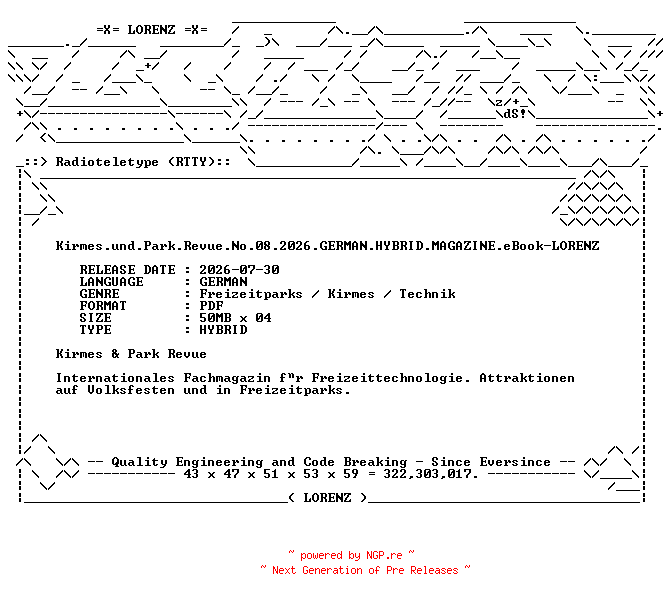 NFO for the release Kirmes.und.Park.Revue.No.08.2026.GERMAN.HYBRID.MAGAZINE.eBook-LORENZ by LORENZ