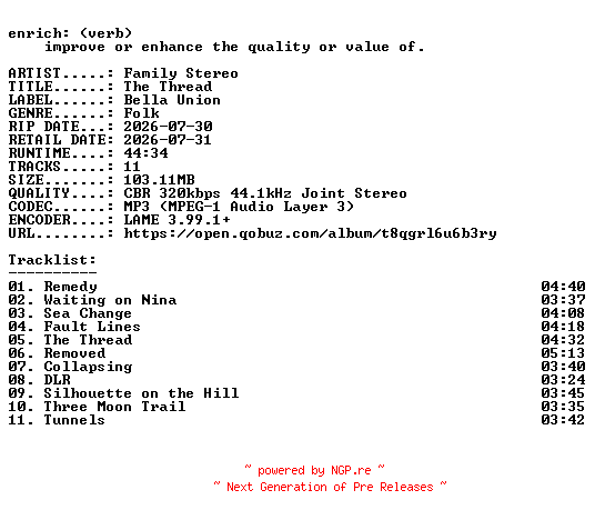 NFO for the release Family_Stereo-The_Thread-WEB-2026-ENRiCH by ENRiCH