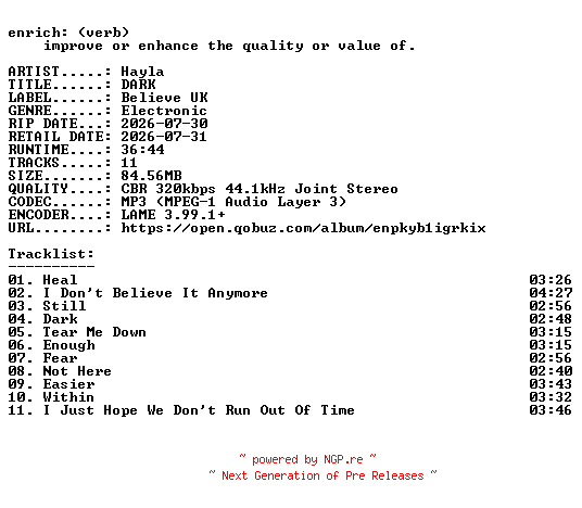 NFO for the release Hayla-DARK-WEB-2026-ENRiCH by ENRiCH
