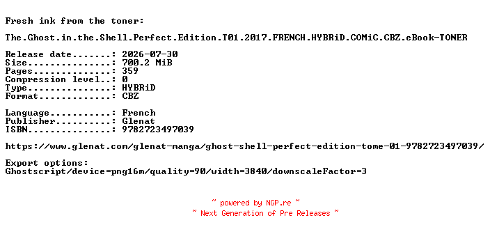 NFO for the release The.Ghost.in.the.Shell.Perfect.Edition.T01.2017.FRENCH.HYBRiD.COMiC.CBZ.eBook-TONER by TONER