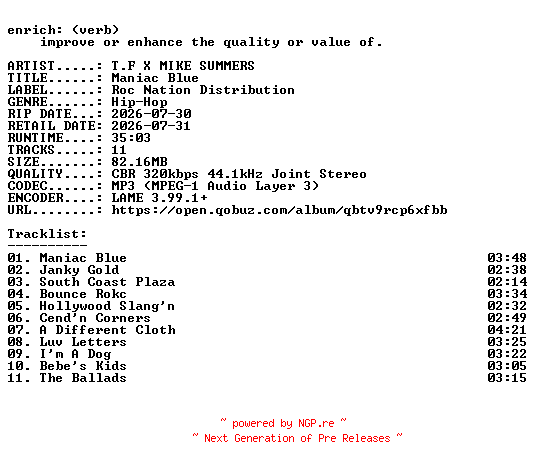 NFO for the release T.F_X_MIKE_SUMMERS-Maniac_Blue-WEB-2026-ENRiCH by ENRiCH