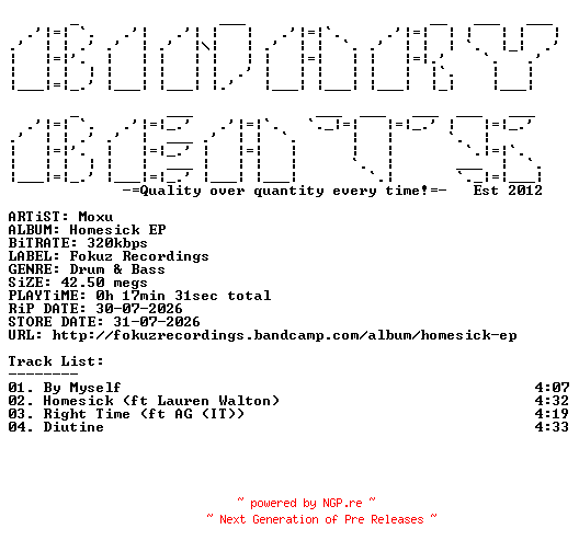 NFO for the release Moxu-Homesick_EP-(FOKUZ441)-WEB-2026-BB by BB