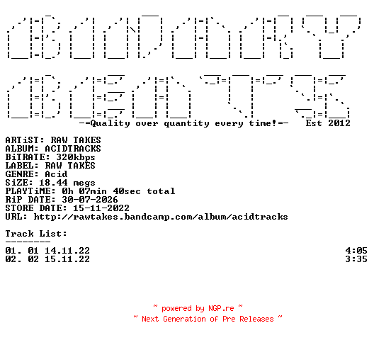 NFO for the release RAW_TAKES-ACIDTRACKS-WEB-2022-BB by BB