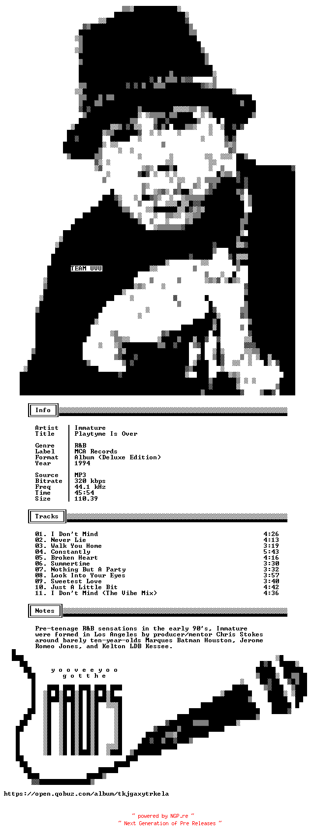 NFO for the release Immature-Playtyme_Is_Over-Deluxe_Edition-WEB-1994-UVU by UVU