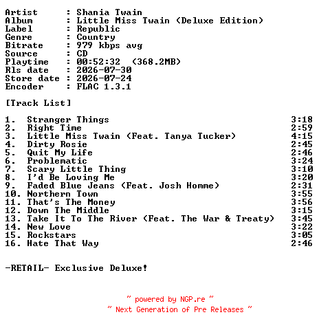 NFO for the release Shania_Twain-Little_Miss_Twain-Deluxe_Edition-CD-FLAC-2026-PERFECT by PERFECT