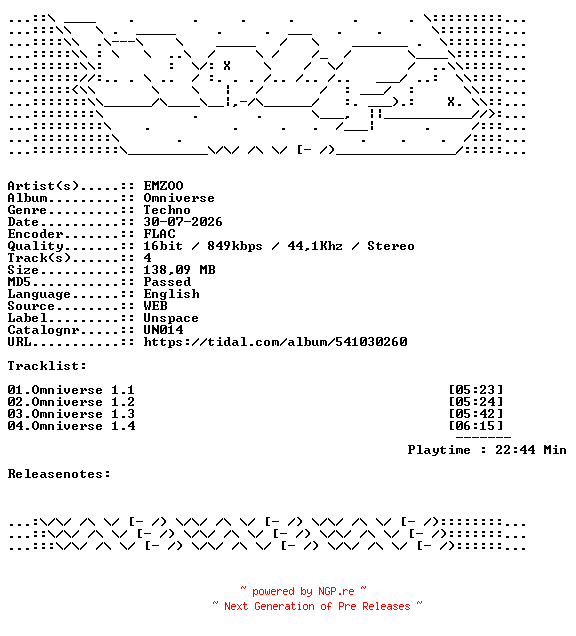NFO for the release EMZOO-Omniverse-UN014-16BIT-WEB-FLAC-2026-WAVED by WAVED