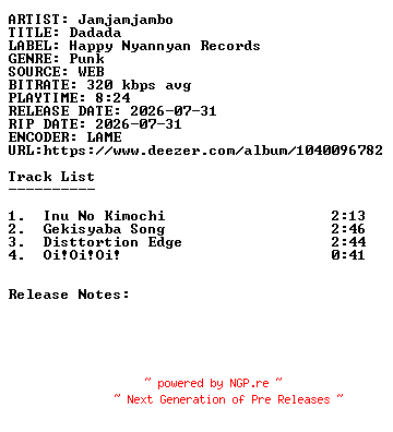 NFO for the release Jamjamjambo-Dadada-WEB-JP-2026-SDR by SDR