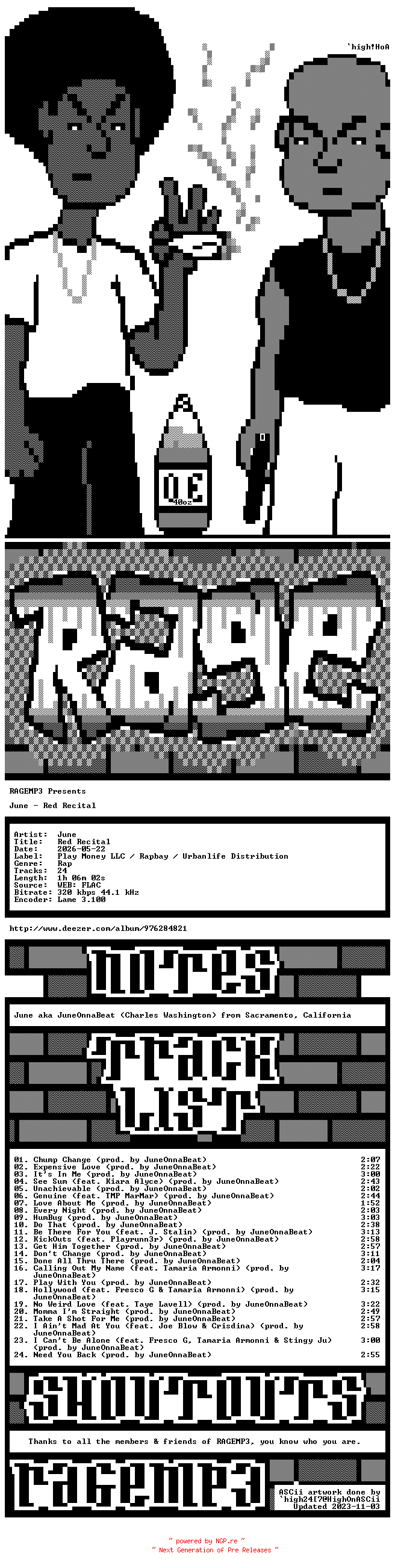 NFO for the release June-Red_Recital-WEB-2026-RAGEMP3 by RAGEMP3