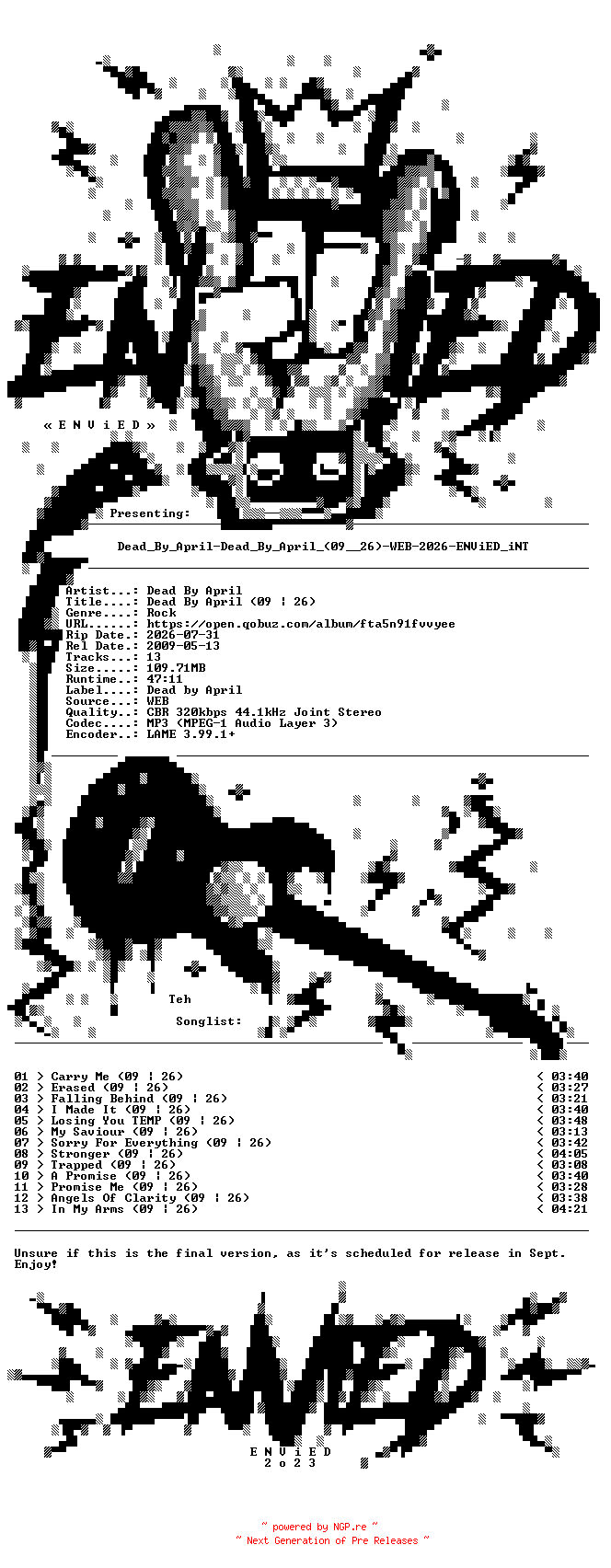 NFO for the release Dead_By_April-Dead_By_April_(09__26)-WEB-2026-ENViED_iNT by ENViED_iNT