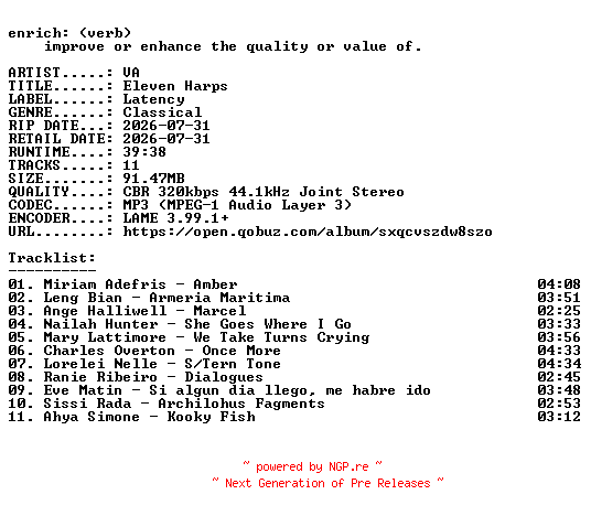 NFO for the release VA-Eleven_Harps-WEB-2026-ENRiCH by ENRiCH