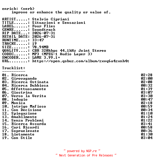 NFO for the release Stelvio_Cipriani-Situazioni_e_Sensazioni-OST-WEB-2026-ENRiCH by ENRiCH