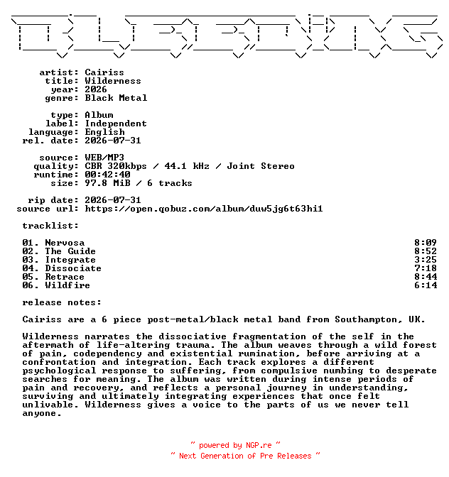NFO for the release Cairiss-Wilderness-WEB-2026-BLEEDiNG by BLEEDiNG