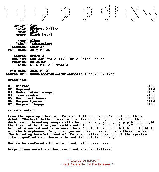 NFO for the release Gast-Moerkret_kallar-SE-WEB-2019-BLEEDiNG by BLEEDiNG