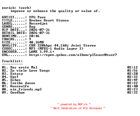 NFO for the release YFG_Pave-Broken_Heart_Stunna-WEB-DE-2026-ENRiCH by ENRiCH