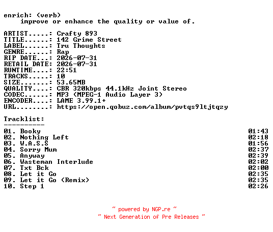 NFO for the release Crafty_893-142_Grime_Street-WEB-2026-ENRiCH by ENRiCH