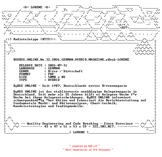 NFO for the release BOERSE.ONLINE.No.32.2026.GERMAN.HYBRID.MAGAZINE.eBook-LORENZ by LORENZ