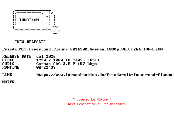 NFO for the release Frieda.Mit.Feuer.und.Flamme.S01E100.German.1080p.WEB.h264-TVNATiON by TVNATiON
