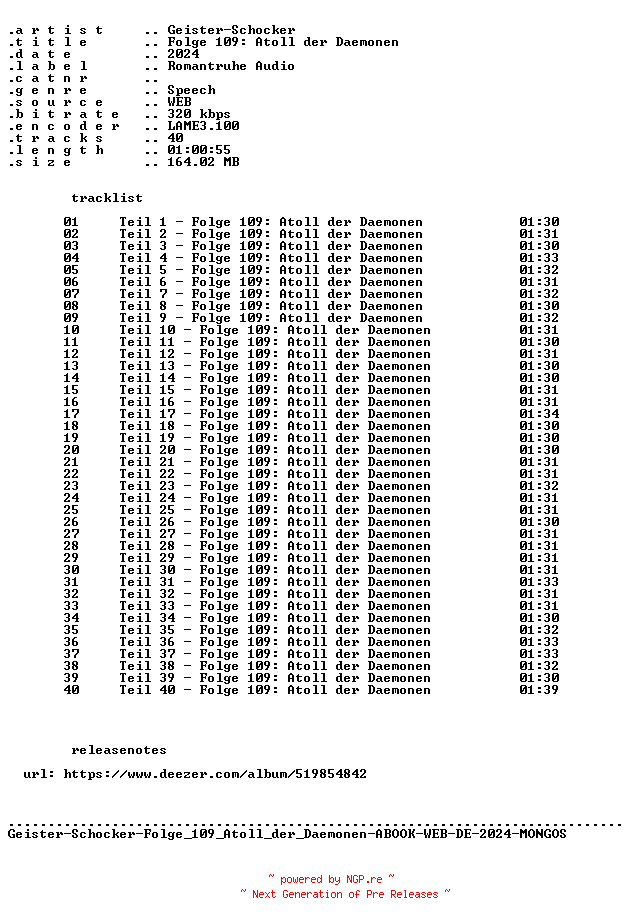 NFO for the release Geister-Schocker-Folge_109_Atoll_der_Daemonen-ABOOK-WEB-DE-2024-MONGOS by MONGOS