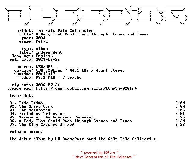 NFO for the release The_Salt_Pale_Collective-A_Body_That_Could_Pass_Through_Stones_and_Trees-WEB-2023-BLEEDiNG by BLEEDiNG