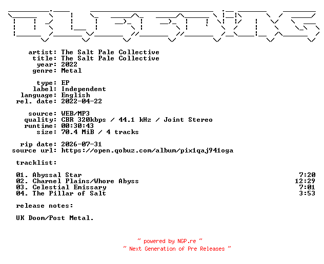 NFO for the release The_Salt_Pale_Collective-The_Salt_Pale_Collective-EP-WEB-2022-BLEEDiNG by BLEEDiNG