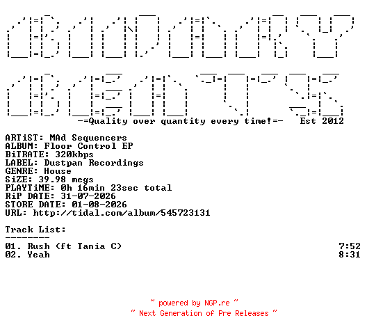 NFO for the release MAd_Sequencers-Floor_Control_EP-(DR282)-WEB-2026-BB by BB