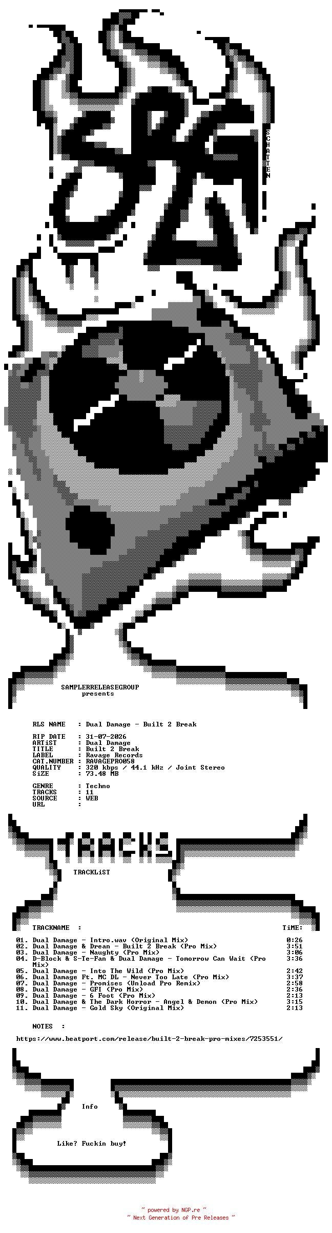 NFO for the release Dual_Damage_-_Built_2_Break-(RAVAGEPRO058)-WEB-2026-SRG by SRG