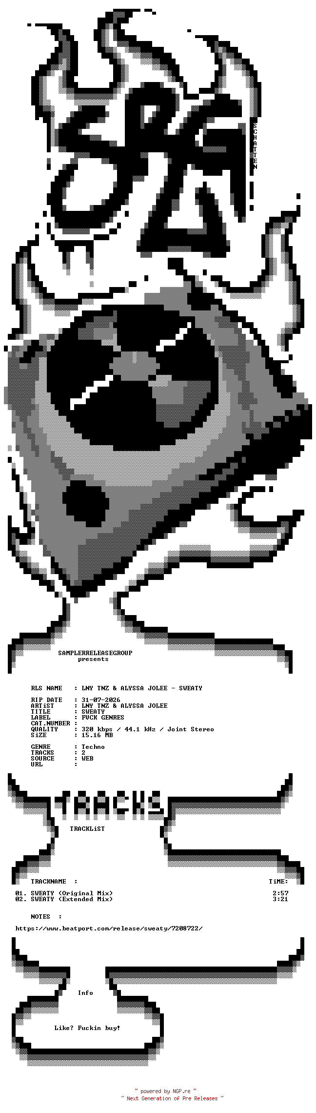 NFO for the release LNY_TNZ_And_ALYSSA_JOLEE_-_SWEATY-WEB-2026-SRG by SRG