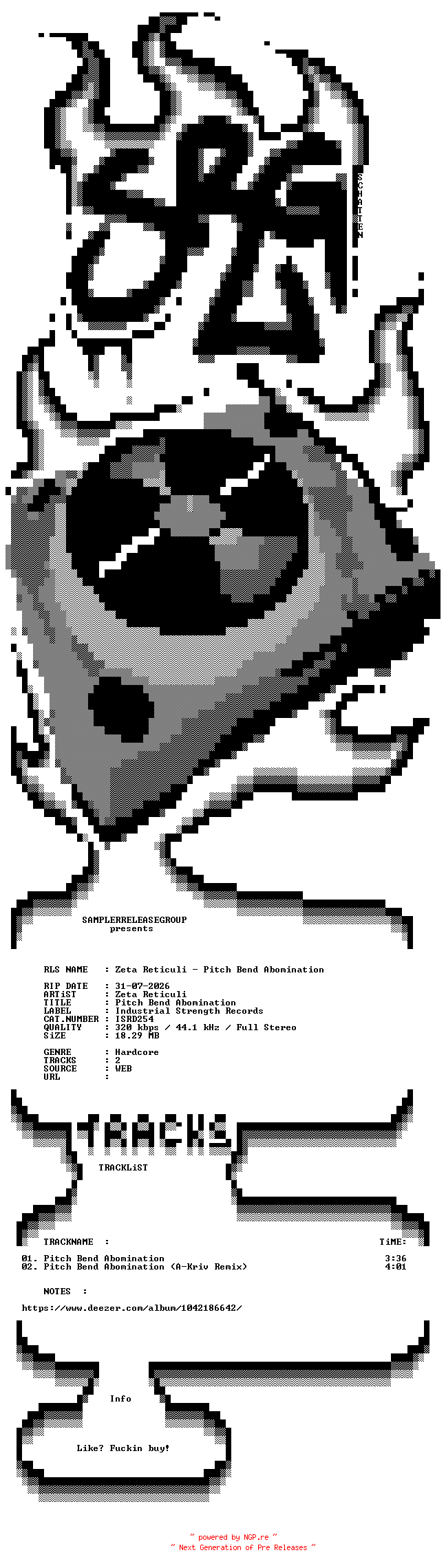 NFO for the release Zeta_Reticuli_-_Pitch_Bend_Abomination-(ISRD254)-WEB-2026-SRG by SRG