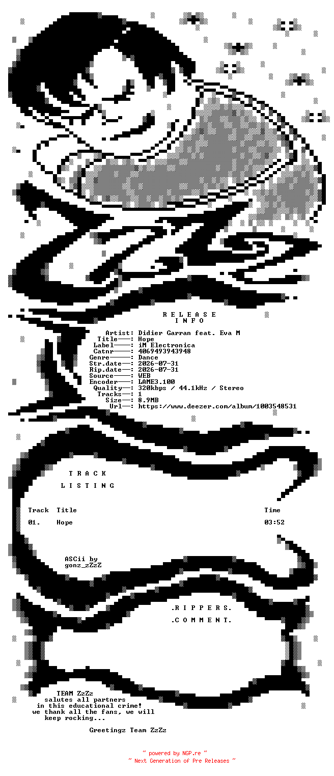NFO for the release Didier_Garran_feat_Eva_M_-_Hope-(4069493943948)-SINGLE-WEB-2026-ZzZz by ZzZz