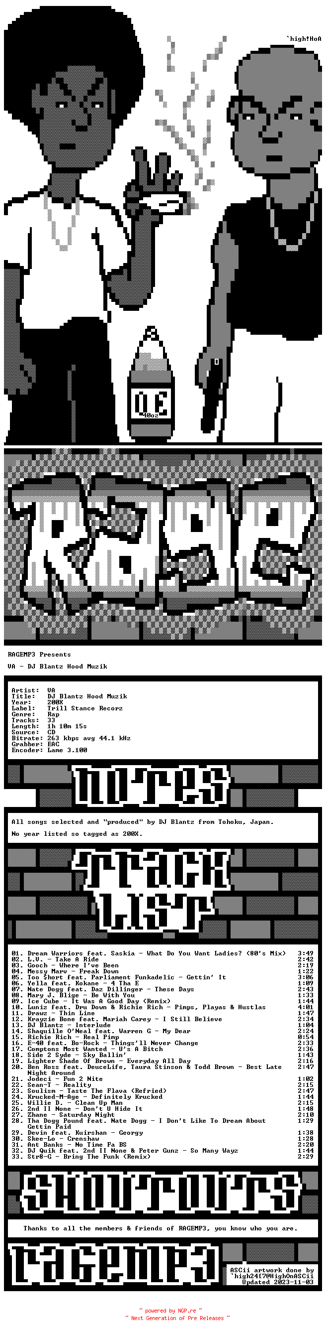 NFO for the release VA-DJ_Blantz_Hood_Muzik-BOOTLEG-CD-200X-RAGEMP3 by RAGEMP3