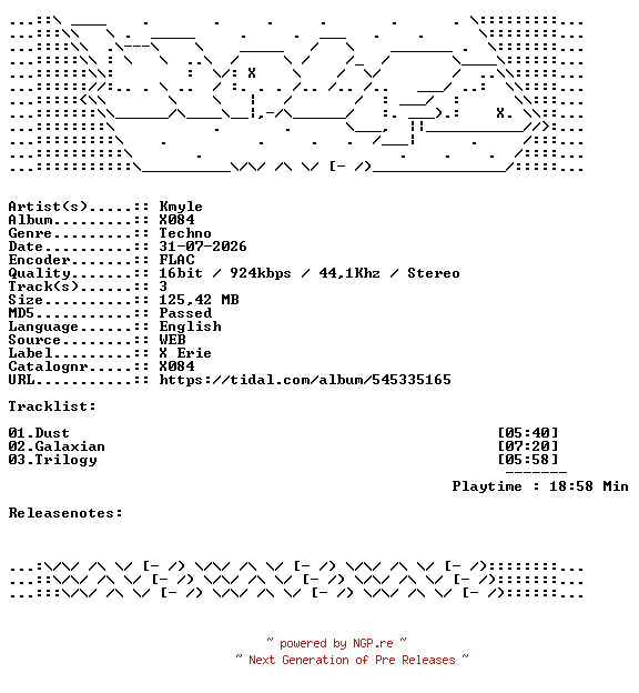 NFO for the release Kmyle-X084-16BIT-WEB-FLAC-2026-WAVED by WAVED