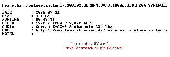 NFO for the release Heino.Ein.Koelner.in.Kenia.S03E02.GERMAN.DOKU.1080p.WEB.H264-SYNERGiE by SYNERGiE