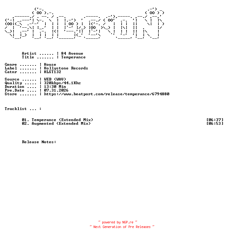 NFO for the release 84_Avenue-Temperance-(HLST132)-WEB-2026-FALCON by FALCON