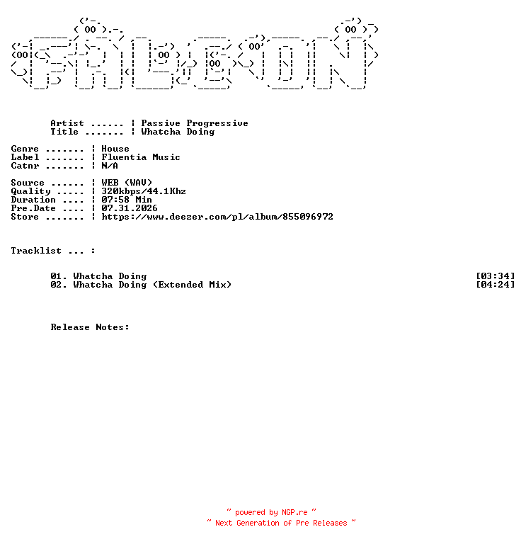 NFO for the release Passive_Progressive-Whatcha_Doing-WEB-2025-FALCON by FALCON