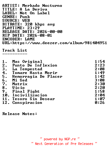 NFO for the release Merkado_Nocturno-A_La_Deriva-WEB-ES-2026-SDR by SDR
