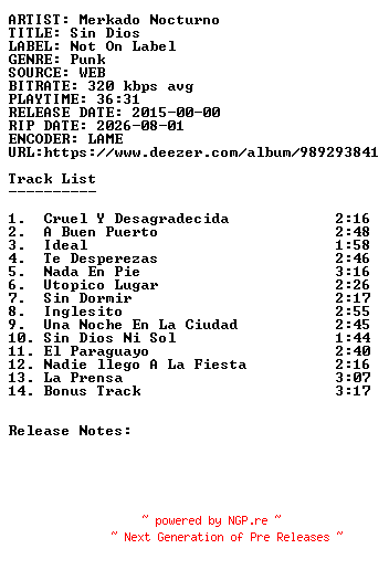 NFO for the release Merkado_Nocturno-Sin_Dios-WEB-ES-2015-SDR by SDR