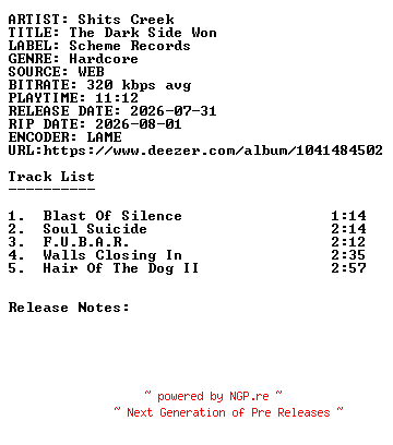 NFO for the release Shits_Creek-The_Dark_Side_Won-WEB-2026-SDR by SDR