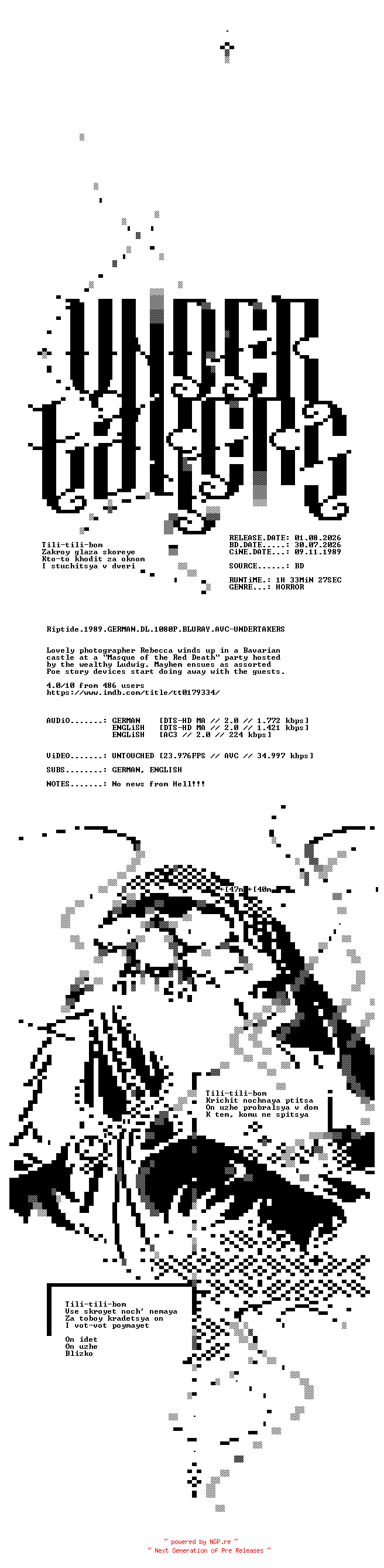 NFO for the release Riptide.1989.GERMAN.DL.1080P.BLURAY.AVC-UNDERTAKERS by UNDERTAKERS