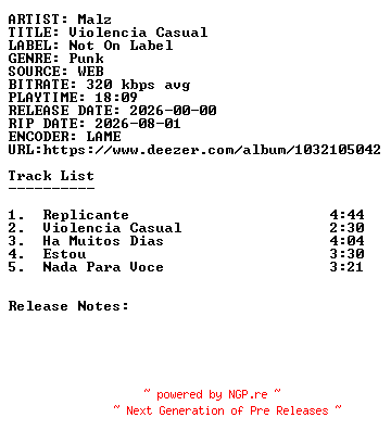 NFO for the release Malz-Violencia_Casual-WEB-PT-2026-SDR by SDR