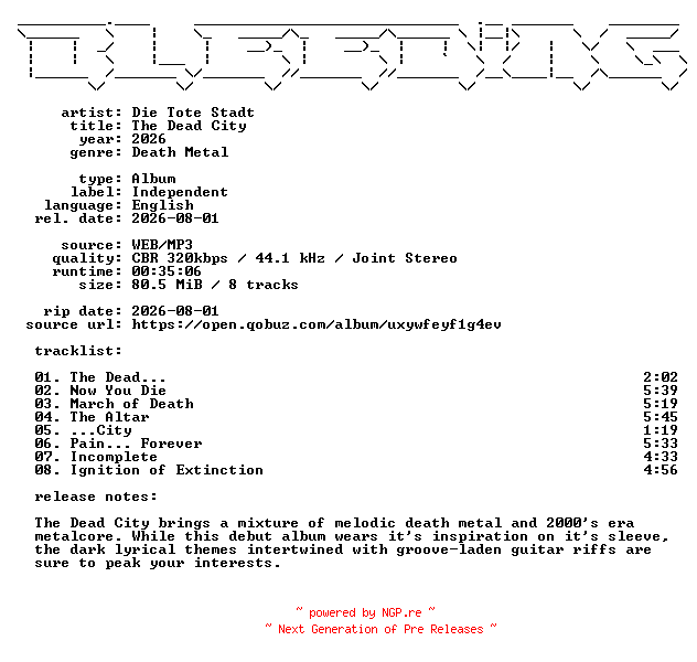 NFO for the release Die_Tote_Stadt-The_Dead_City-WEB-2026-BLEEDiNG by BLEEDiNG