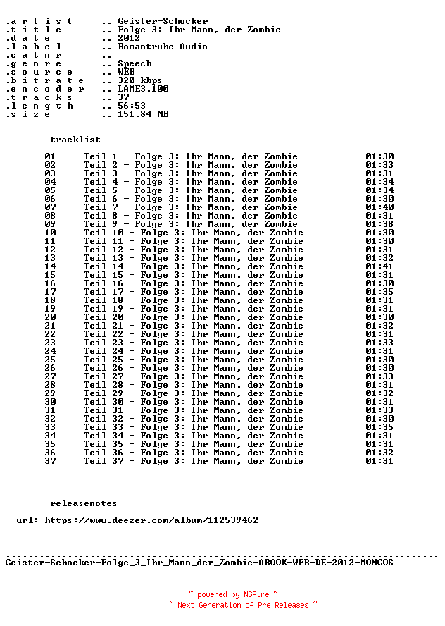 NFO for the release Geister-Schocker-Folge_003_Ihr_Mann_der_Zombie-ABOOK-WEB-DE-2012-MONGOS by MONGOS